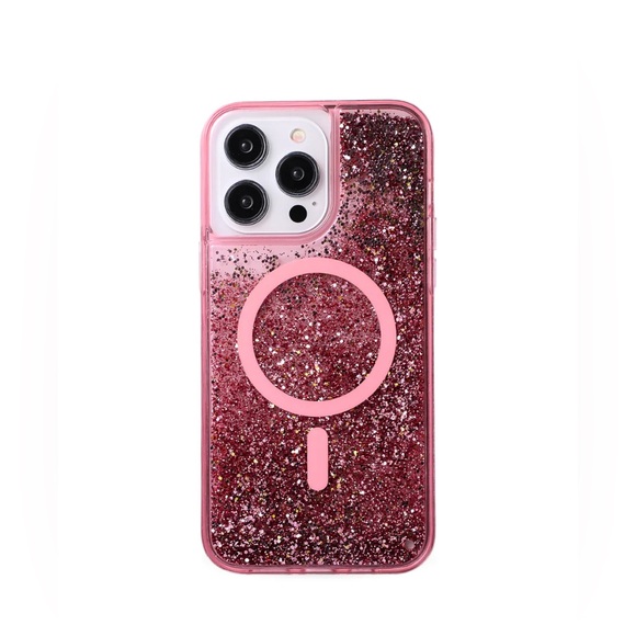 LUXYLEMON IPHONE 16 PRO PINK GLITTER LIQUID CASE | NWT - Picture 1 of 6